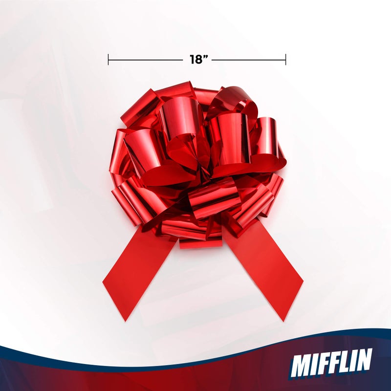 MIFFLIN قوس سيارة ميفلين-أمريكا الكبير (أحمر لامع، 18 بوصة) قوس هدية، قوس عملاق للسيارة، قوس عيد ميلاد، قوس سيارة ضخم، أقواس سيارات، قوس أحمر كبير، قوس للهدايا، قوس عيد الميلاد للسيارات، تغليف الهدايا، قوس هدية كبير - Image 5
